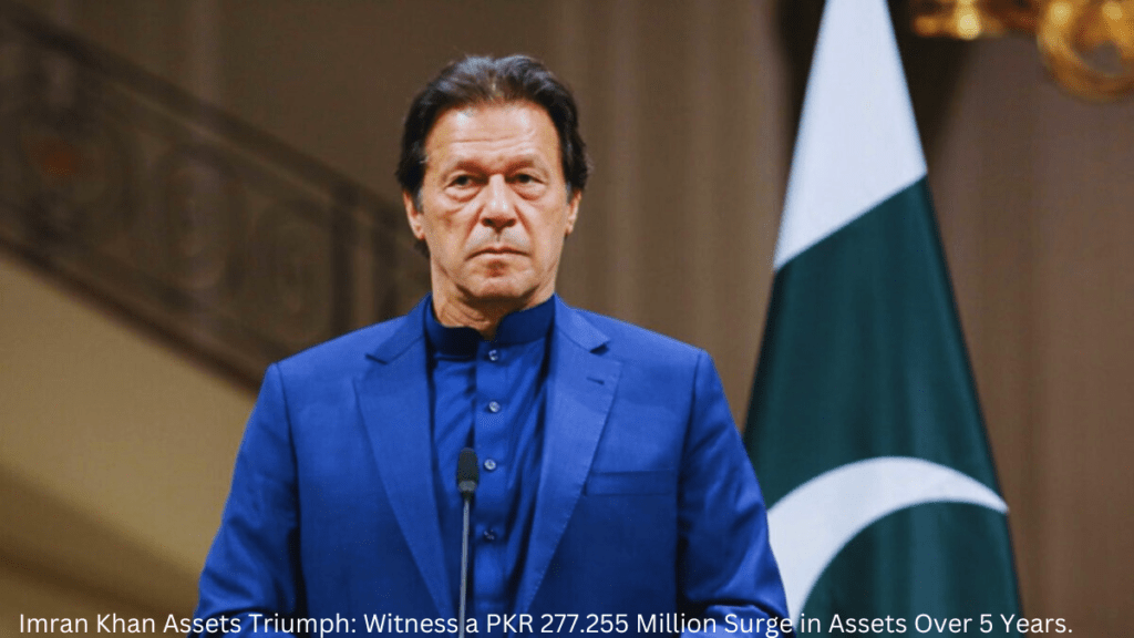 Imran Khan, embodying financial acumen. ALT: Imran Khan Assets - Witness a PKR 277.255 million surges in wealth over 5 years.